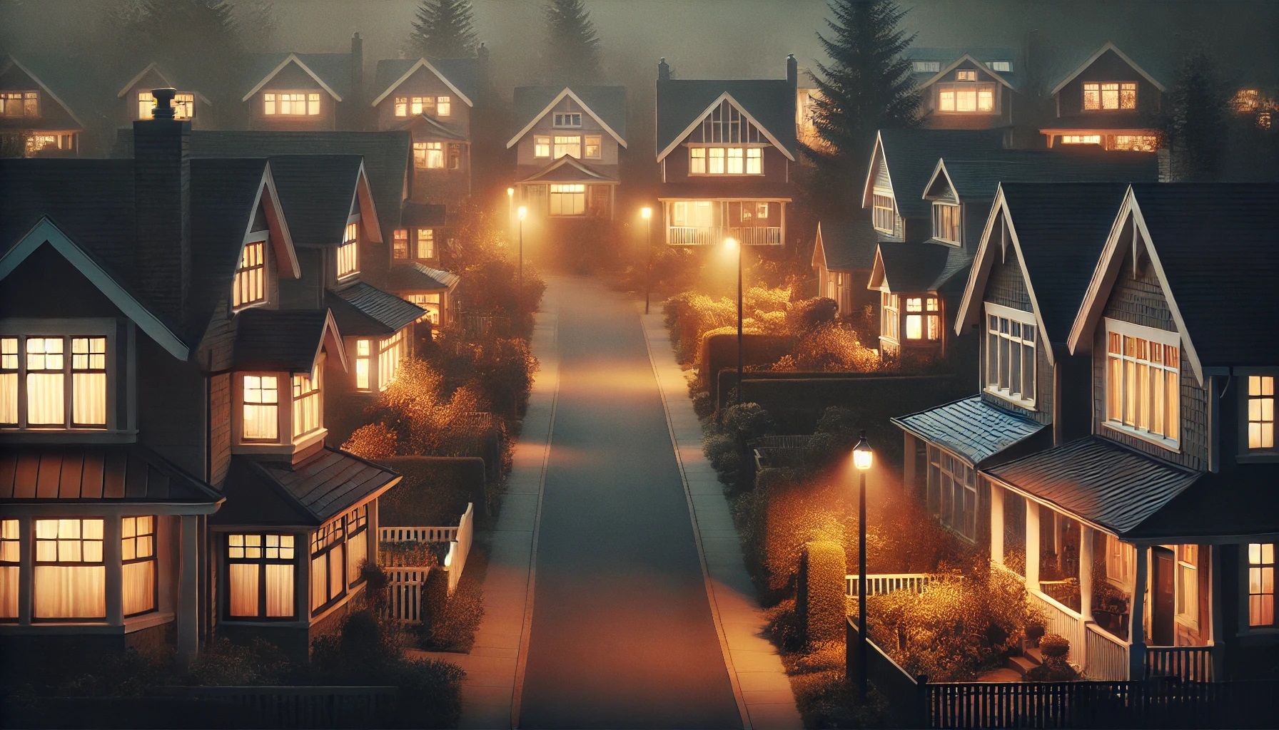 寝静まった深夜の住宅街