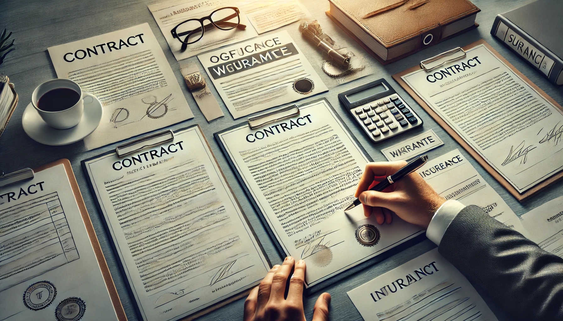 契約書、保険などの書類にサイン