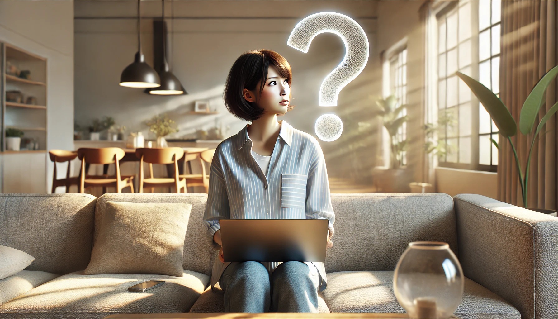 疑問があって考え事をする女性