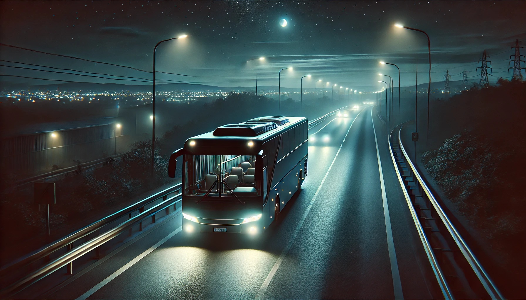 高速道路を走行する夜行バス